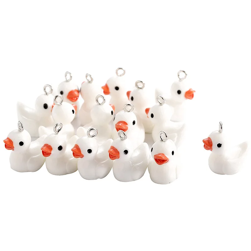 10pcs 18x21MM Cute Duck Resin Charms Earring Pendants for DIY Findings Necklace Keychain Bracelets Jewelry Making Accessories