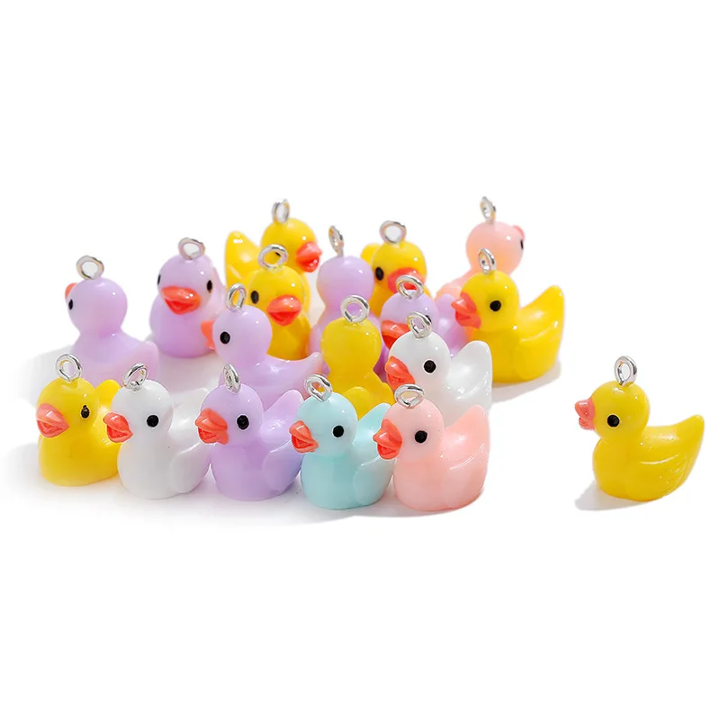 10pcs 18x21MM Cute Duck Resin Charms Earring Pendants for DIY Findings Necklace Keychain Bracelets Jewelry Making Accessories