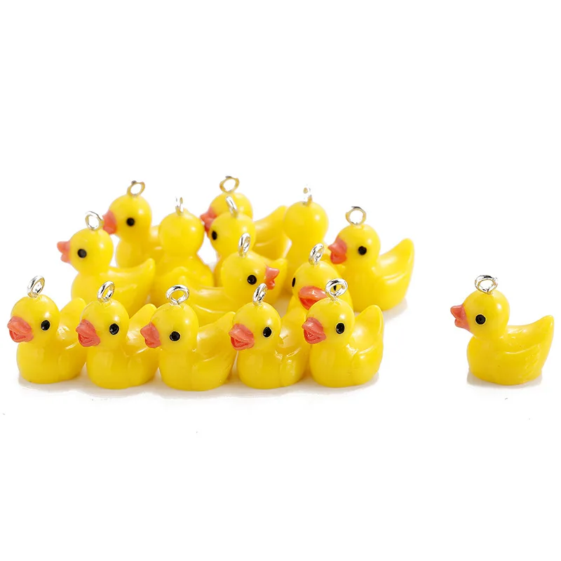 10pcs 18x21MM Cute Duck Resin Charms Earring Pendants for DIY Findings Necklace Keychain Bracelets Jewelry Making Accessories