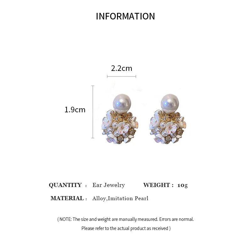 Elegant Imitation Pearl Earrings Women Double Side White Shell Pearl Stud Earrings Exquisite Ear Jewelry For Party Banquet A-