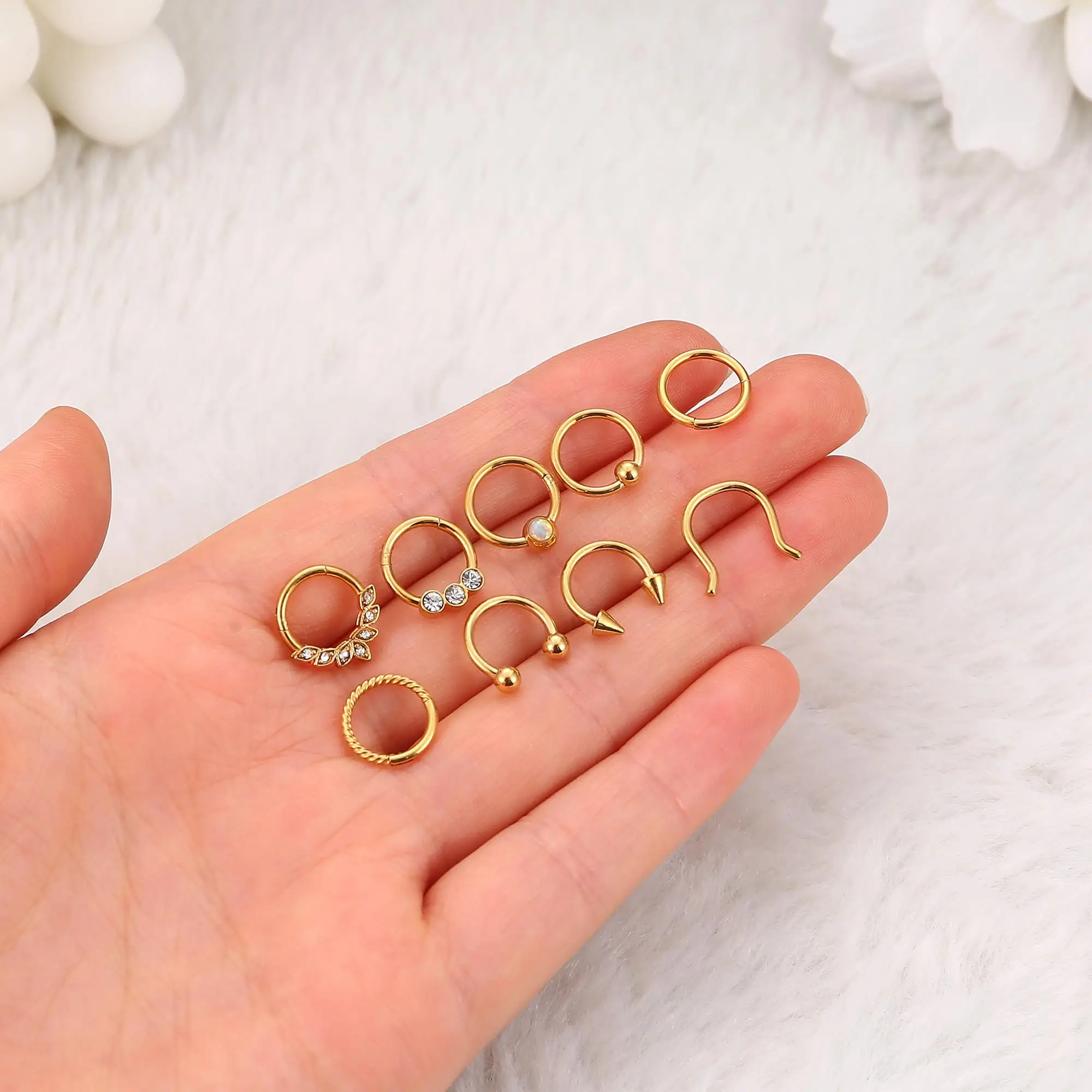 Drperfect 16G Septum Ring Jewelry Earrings Stainless Steel Hoop Nose Rings for Women Helix Tragus Lip Cartilage Septum Piercing