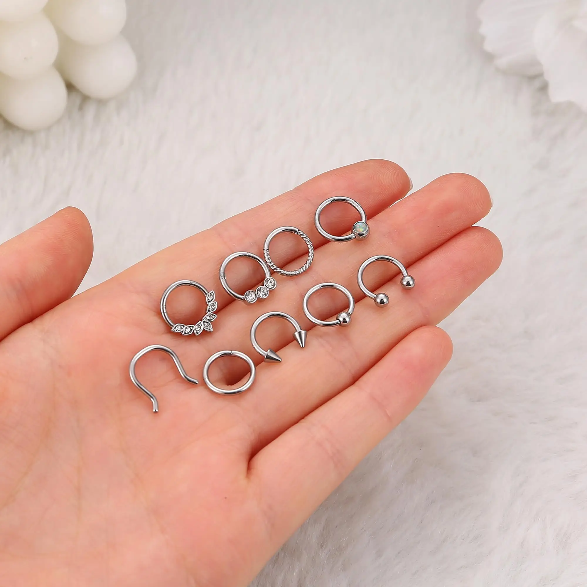 Drperfect 16G Septum Ring Jewelry Earrings Stainless Steel Hoop Nose Rings for Women Helix Tragus Lip Cartilage Septum Piercing