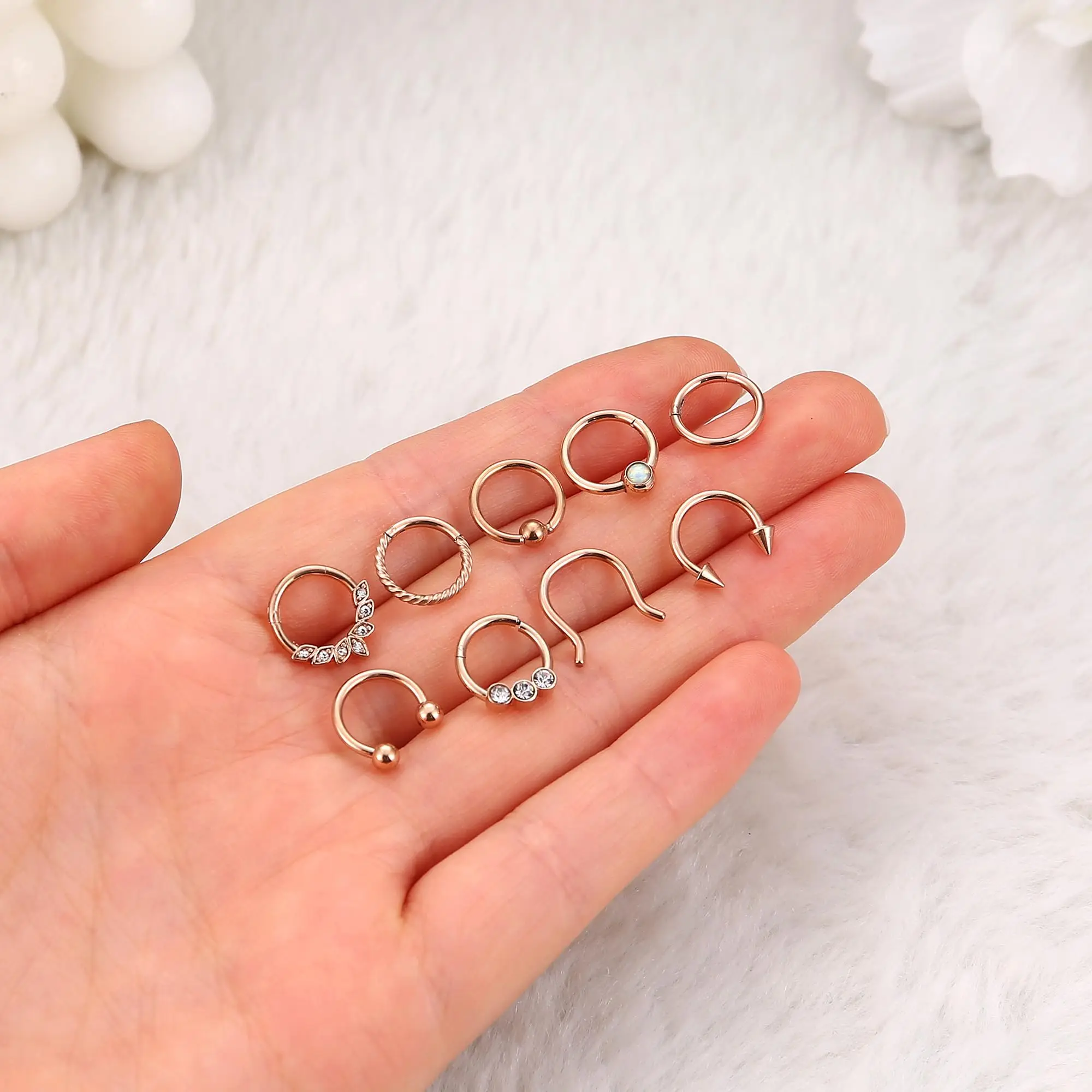 Drperfect 16G Septum Ring Jewelry Earrings Stainless Steel Hoop Nose Rings for Women Helix Tragus Lip Cartilage Septum Piercing
