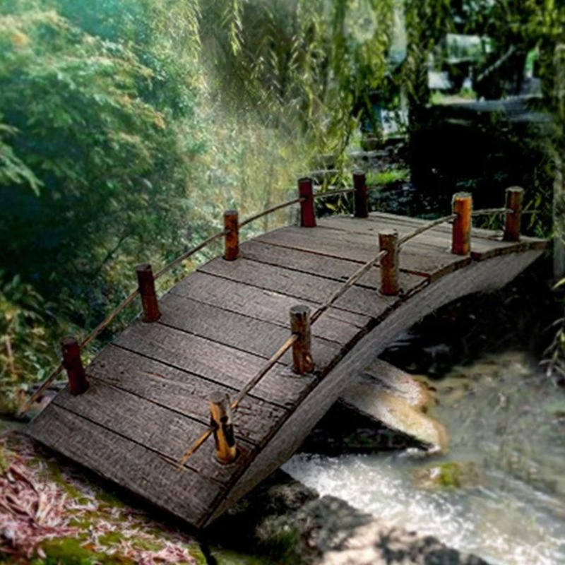 1:12 Dollhouse Mini Wooden Arch Bridge with Railings Miniatures Fairy Garden Miniature Crafts B03E