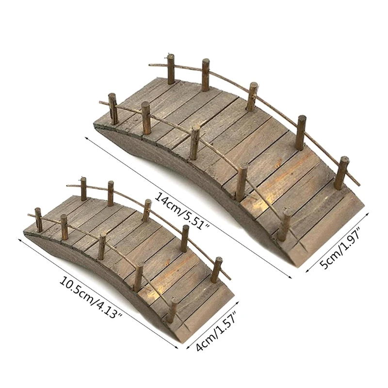 1:12 Dollhouse Mini Wooden Arch Bridge with Railings Miniatures Fairy Garden Miniature Crafts B03E