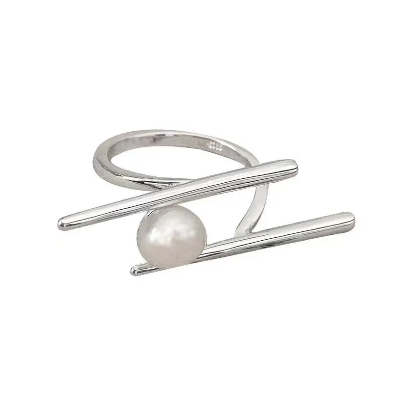 BFCLUB Silver Color Unique Pearl Ring For Women Jewelry Finger Open Vintage Handmade Ring Allergy For Party Birthday Gift