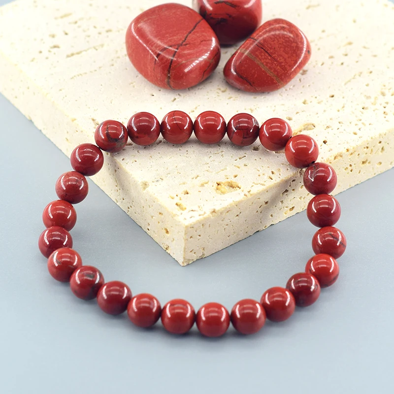Natural Stone Genuine 5A Red Jasper Prayer Beaded Bracelets Women Men Rosary Meditation Bracelets Yoga Meditation Jewelry Gift