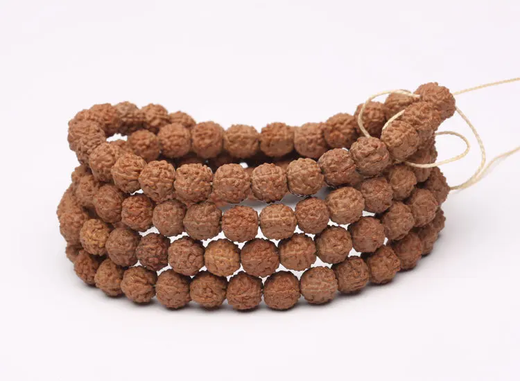 Natural Mala Rudraksha Beads 108PCS 6 8 10 12 mm Prayer Buddhist for Bracelet Necklace Meditation Practice DIY Jewelry Making