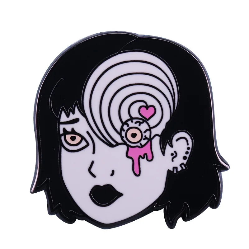 Pin Club | Cartoon Horror Girl Lapel Badge High Quality Metal Brooch Custom Terror Movies Jewelry Gift Accessories Dropshipping
