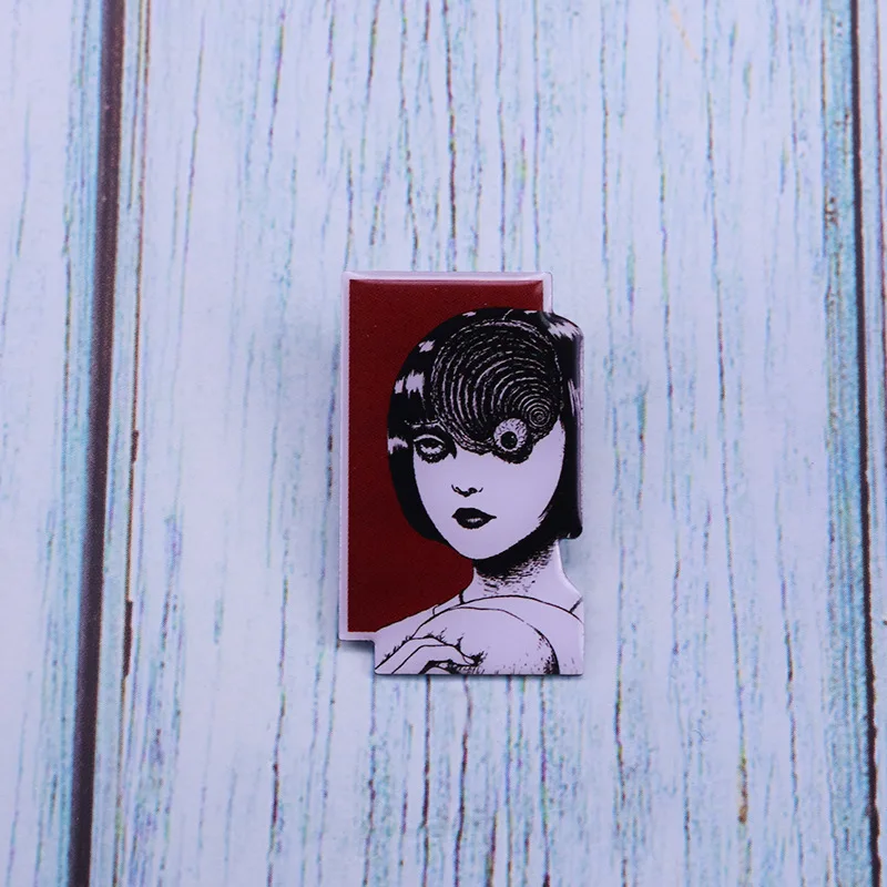 Pin Club | Cartoon Horror Girl Lapel Badge High Quality Metal Brooch Custom Terror Movies Jewelry Gift Accessories Dropshipping