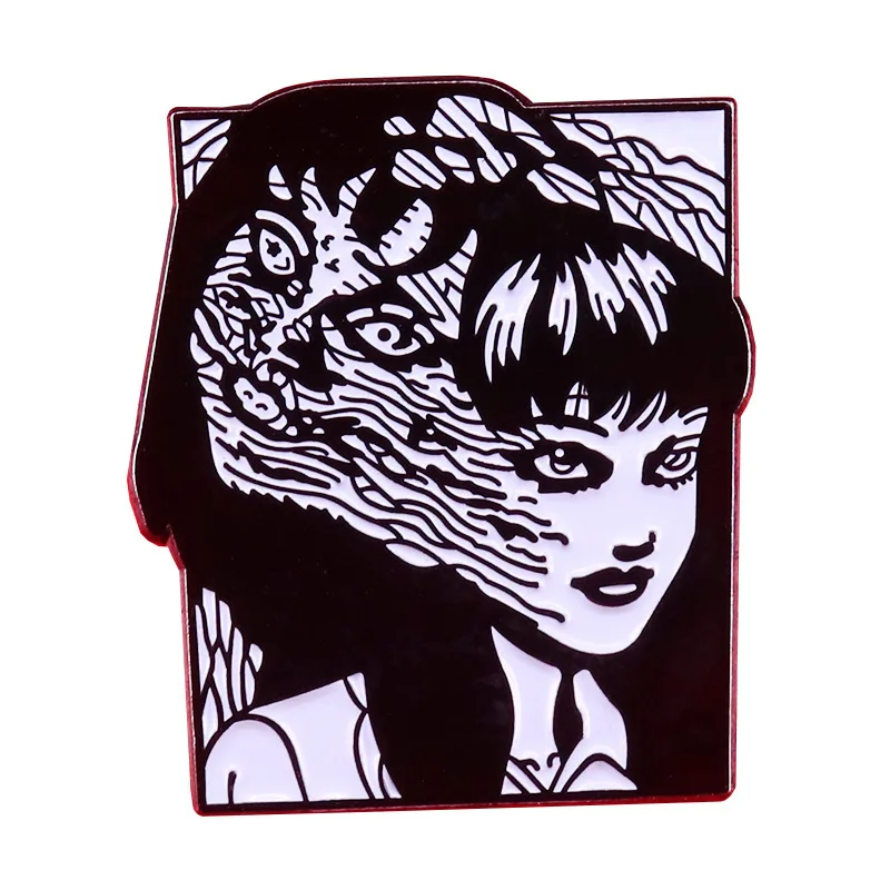 Pin Club | Cartoon Horror Girl Lapel Badge High Quality Metal Brooch Custom Terror Movies Jewelry Gift Accessories Dropshipping