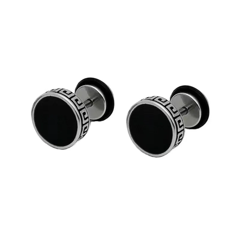 1Pair Vintage Flat Back Stud Earrings for Men Women, Unisex 316L Stainless Steel Screw Back Cartilage Tragus Piercing Jewelry