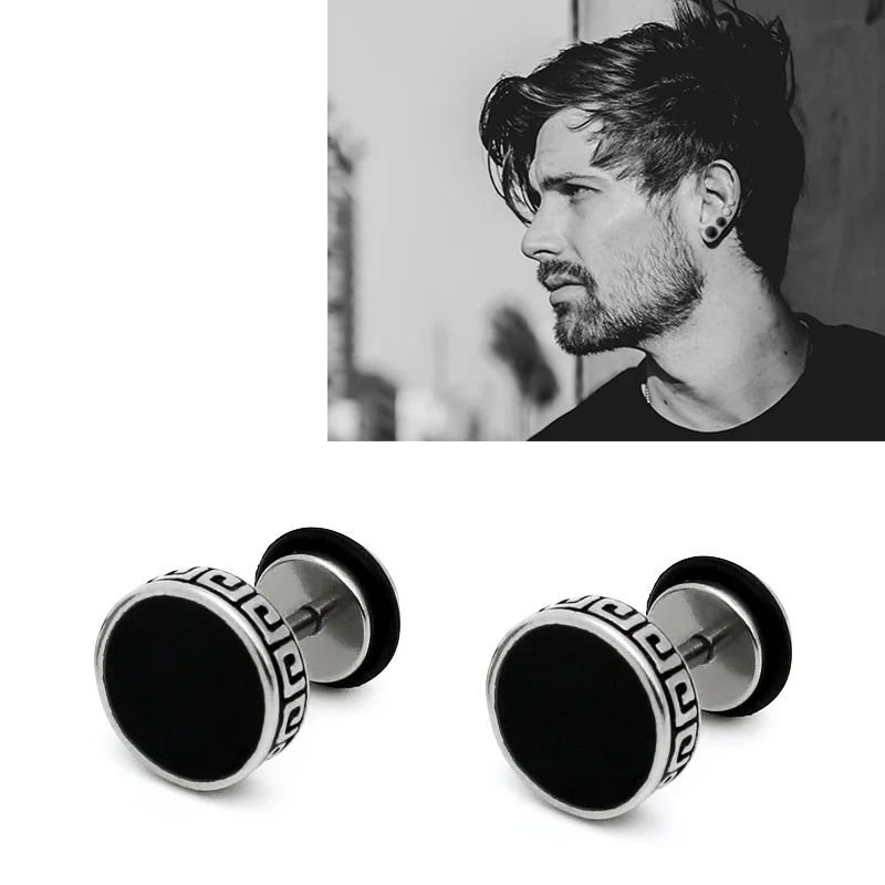 1Pair Vintage Flat Back Stud Earrings for Men Women, Unisex 316L Stainless Steel Screw Back Cartilage Tragus Piercing Jewelry