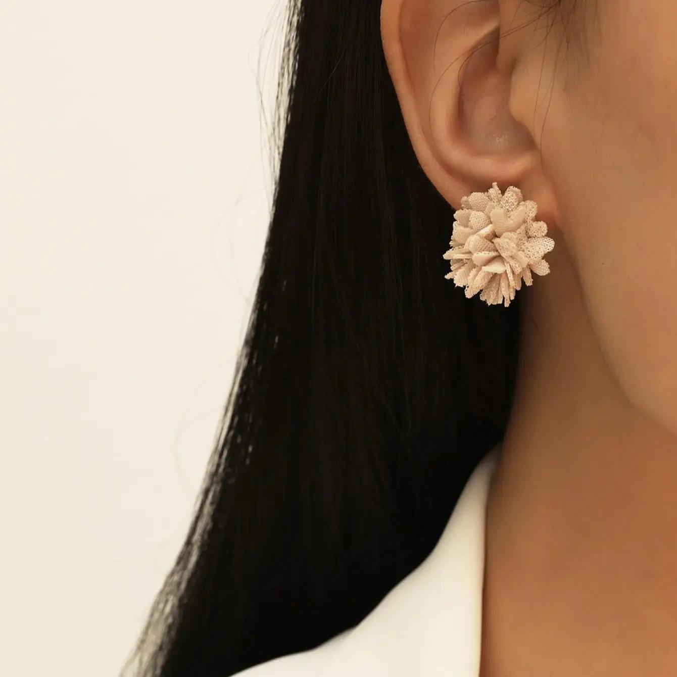 10 pieces of floral fabric earrings set, fresh and simple, light luxury women's fashion set, vacation tourism show, ball earring