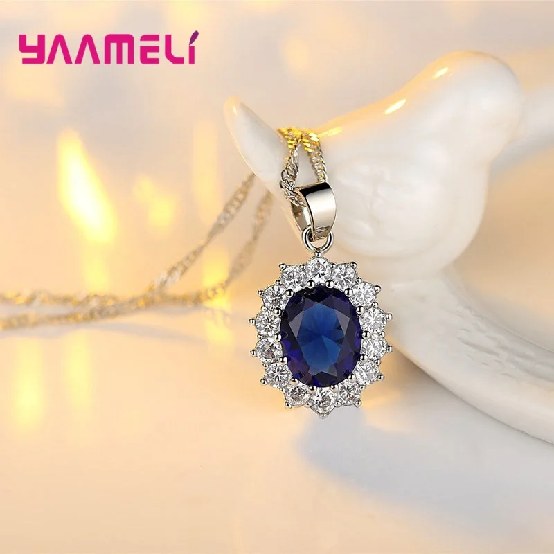 100% Authentic 925 Sterling Silver Color Women Wedding Engagement Jewelry Sets Oval Flower Design Shiny Cubic Zircon Crystal