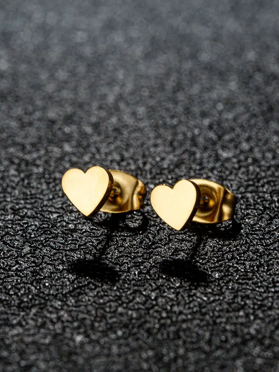 1 Pair Stainless Steel Earrings Trend Korean Sweet Heart Fashion Stud Earrings For Women Jewelry Party Friends Wedding Gifts NEW