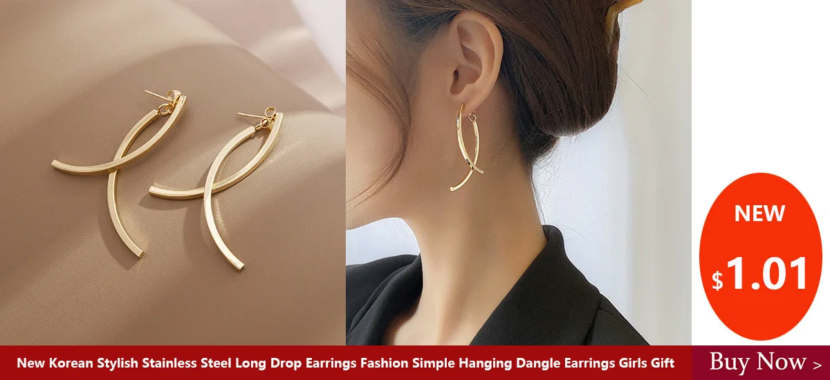 Fashion Stainless Steel Gold Color Long Tassel Earrings for Women Simple Geometric Unique Korean Earrings Wedding Jewelry Gifts