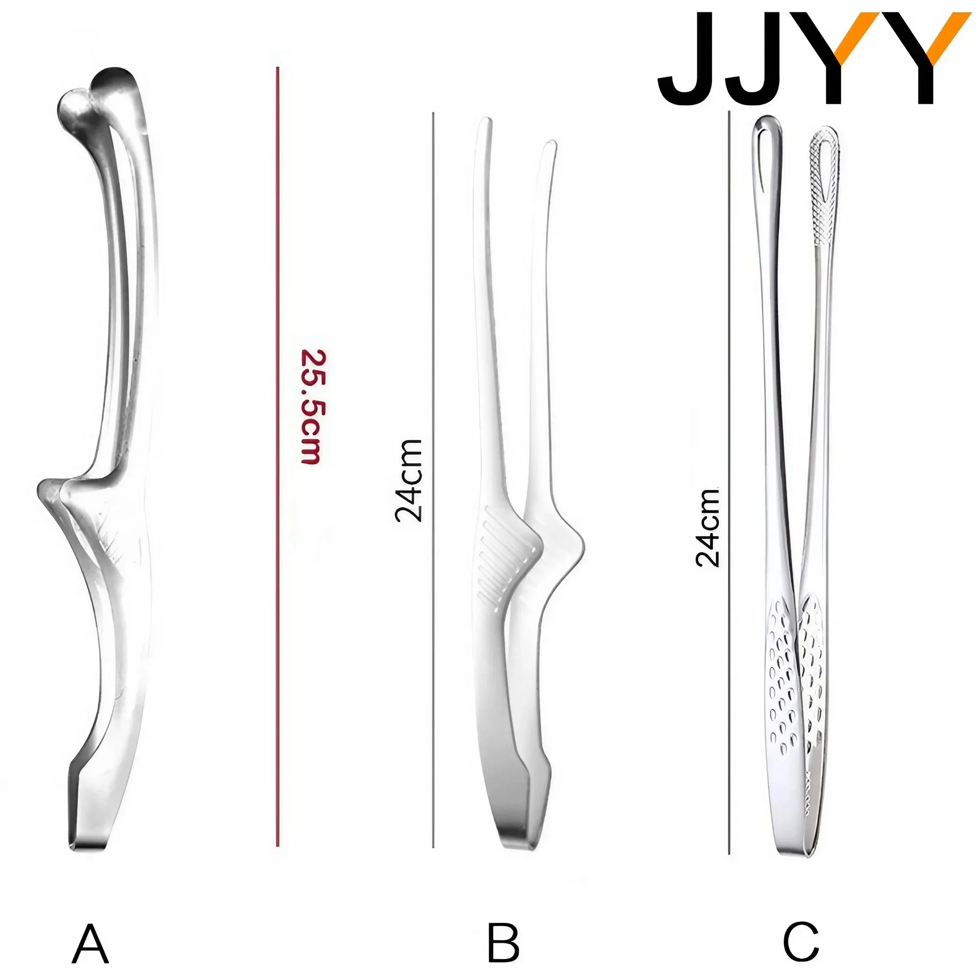 JJYY 304 Stainless Steel Food Tongs Long Handle Non-Slip Barbecue Tongs Steak Tongs Kitchen Cooking Tools kitchen accessories