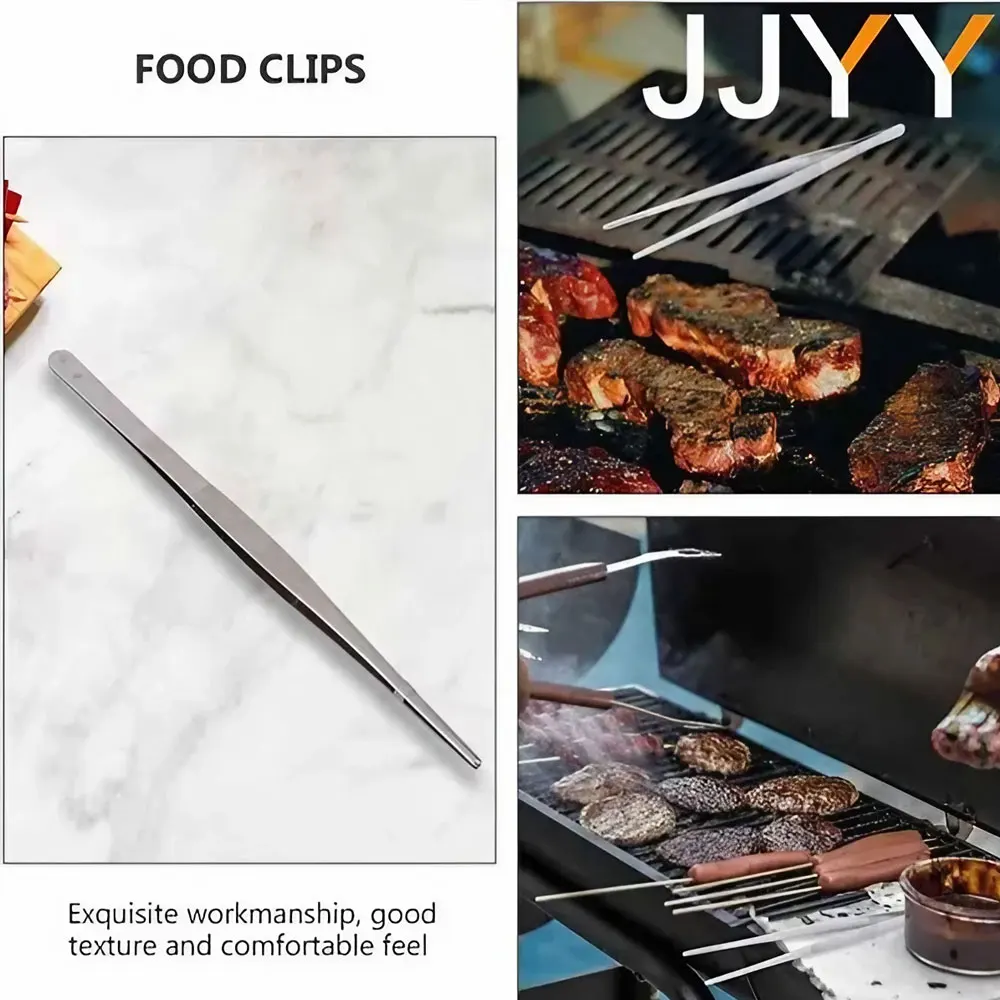 JJYY 304 Stainless Steel Food Tongs Long Handle Non-Slip Barbecue Tongs Steak Tongs Kitchen Cooking Tools kitchen accessories
