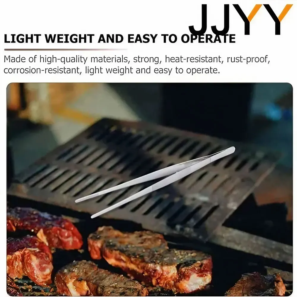 JJYY 304 Stainless Steel Food Tongs Long Handle Non-Slip Barbecue Tongs Steak Tongs Kitchen Cooking Tools kitchen accessories