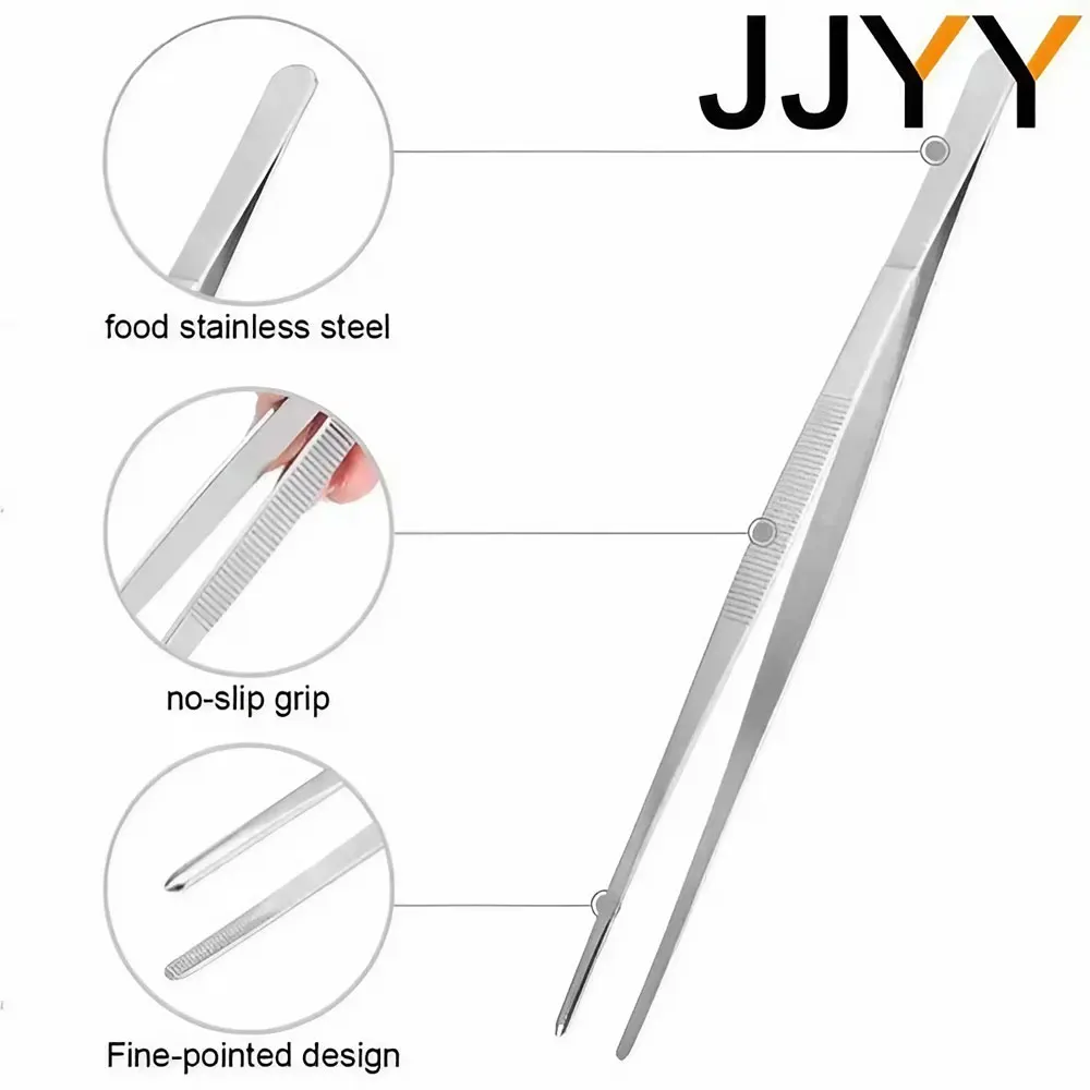 JJYY 304 Stainless Steel Food Tongs Long Handle Non-Slip Barbecue Tongs Steak Tongs Kitchen Cooking Tools kitchen accessories