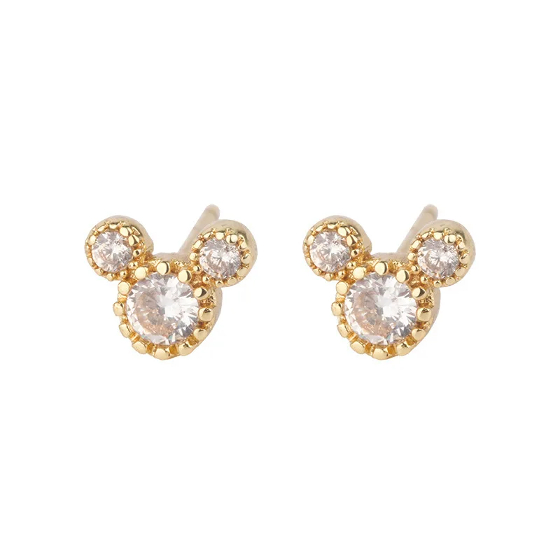 New Fashion Cute Mini Mouse Ear Stud Earrings For Women Female Zircon Girls Piercing Jewelry Accessories Gifts Qd342