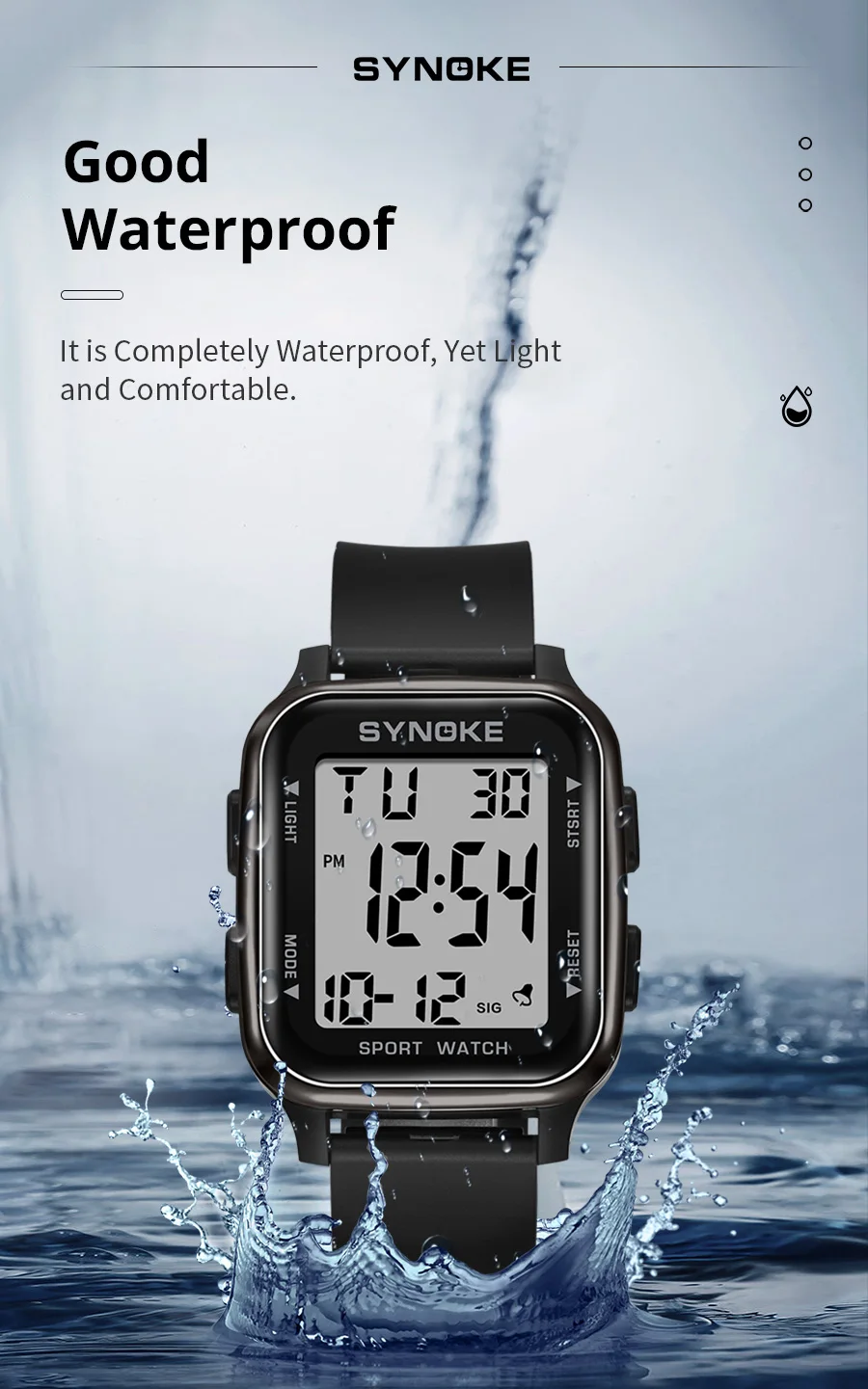 SYNOKE Outdoor Military Digital Watch New For Men Fashion Retro Men Watch Sports Waterproof Men Watch Multifunctional Luminous