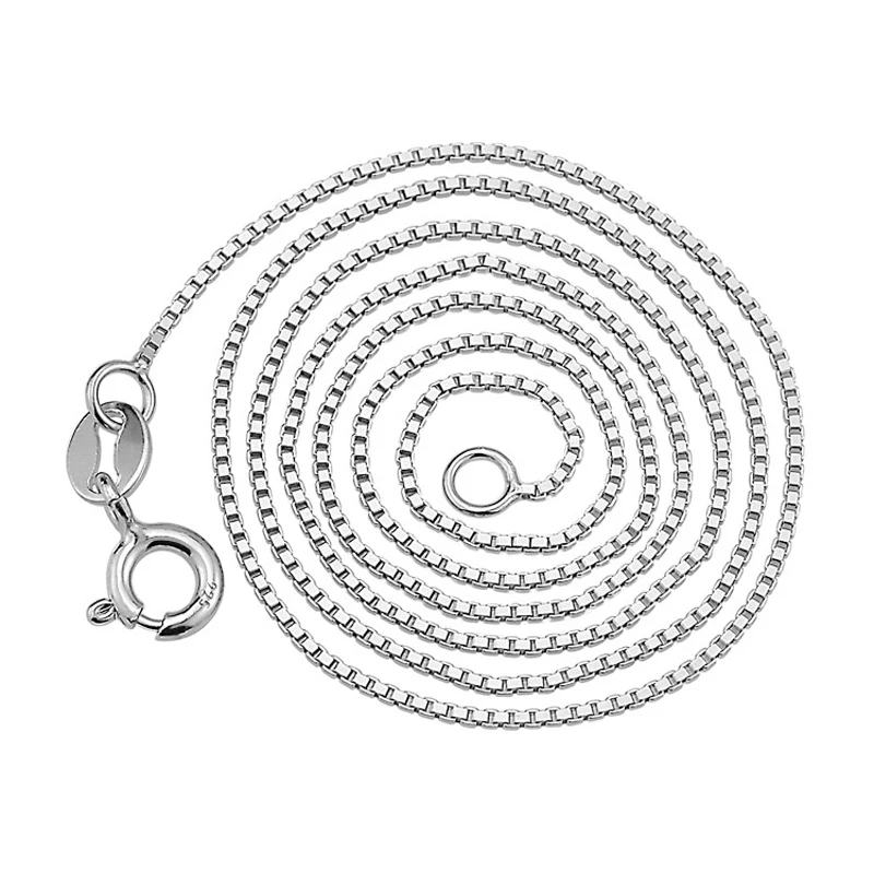 wholesale 925 Sterling Silver 0.8mm Box Chain Necklace for Women Girls Kids Children 40cm/45m DIY Jewelry kolye collares collier