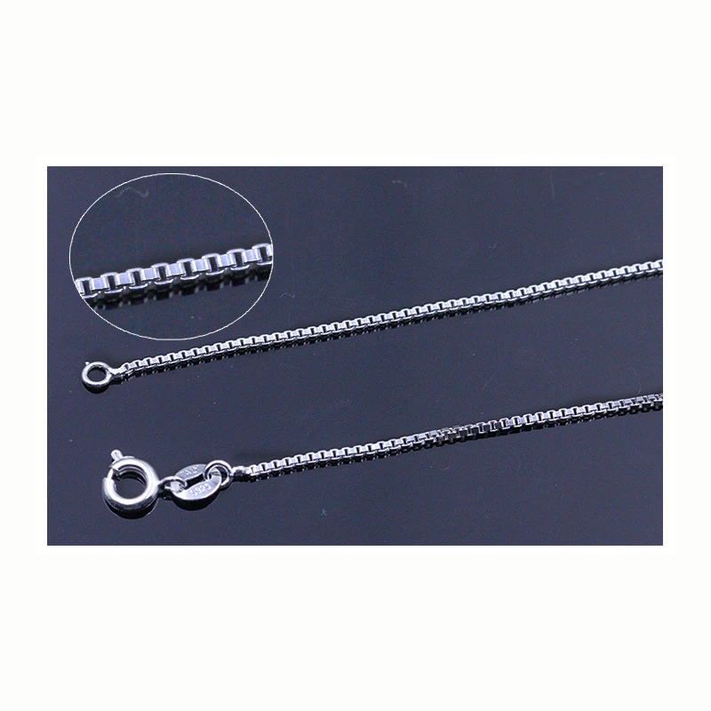 wholesale 925 Sterling Silver 0.8mm Box Chain Necklace for Women Girls Kids Children 40cm/45m DIY Jewelry kolye collares collier
