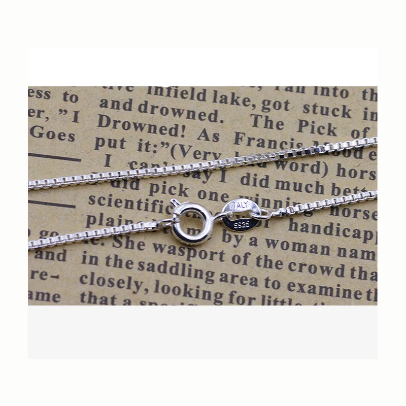 wholesale 925 Sterling Silver 0.8mm Box Chain Necklace for Women Girls Kids Children 40cm/45m DIY Jewelry kolye collares collier