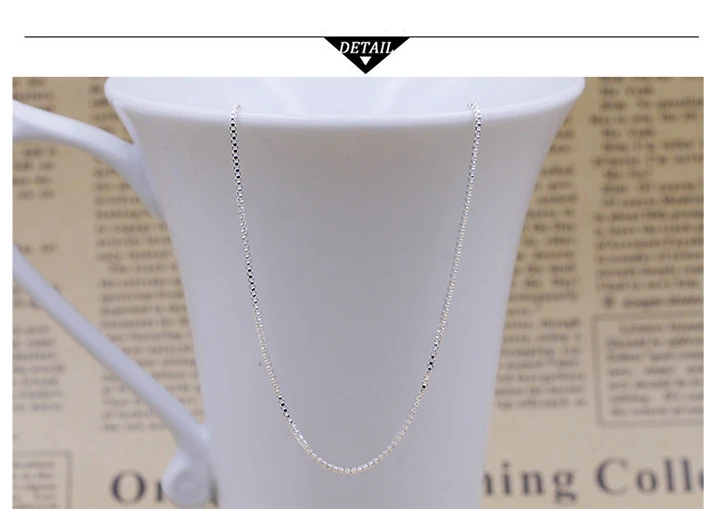 wholesale 925 Sterling Silver 0.8mm Box Chain Necklace for Women Girls Kids Children 40cm/45m DIY Jewelry kolye collares collier