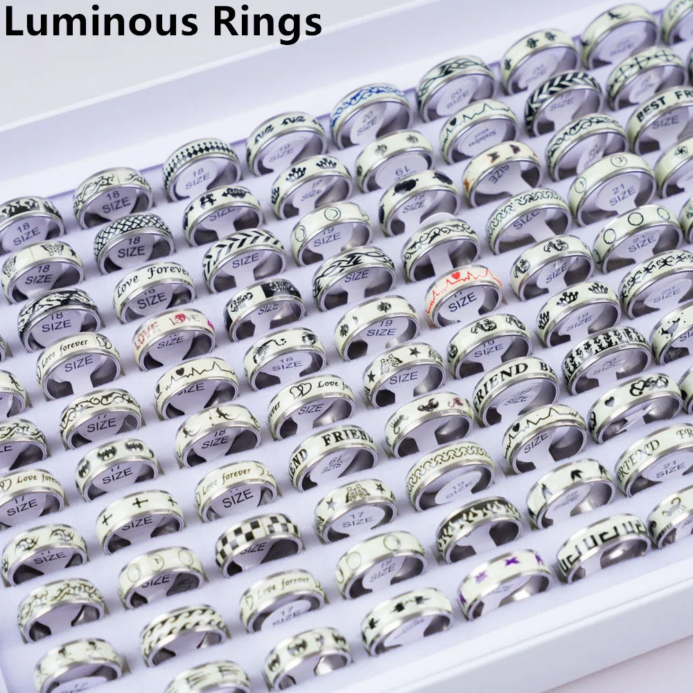 10/20/30/50Pcs Classic Fashion Stripe Hollow Colorful Sticker Stainless Steel Ring Trend Women Jewelry Party Decoration Gift