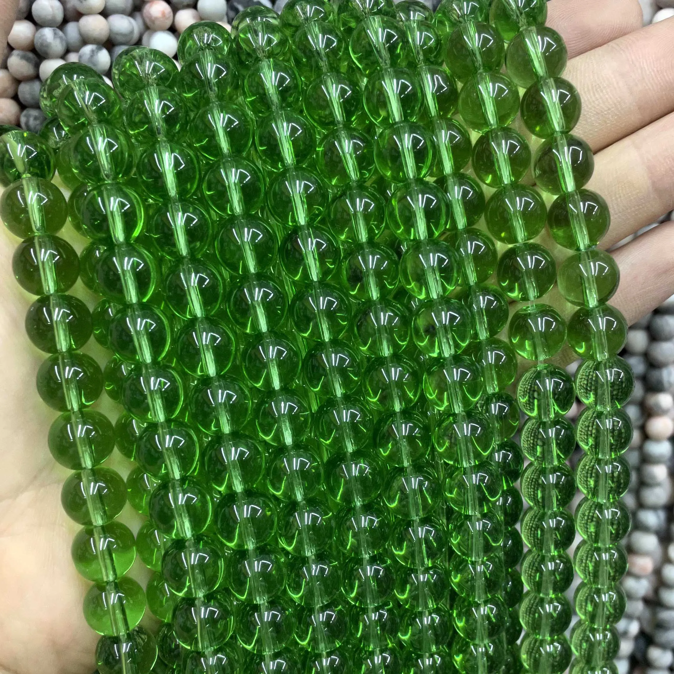 Natural Stone Colorful Garnet Red Amber Yellow Olive Green Glass Crystal Round Loose Beads For Jewelry Making DIY Bracelet