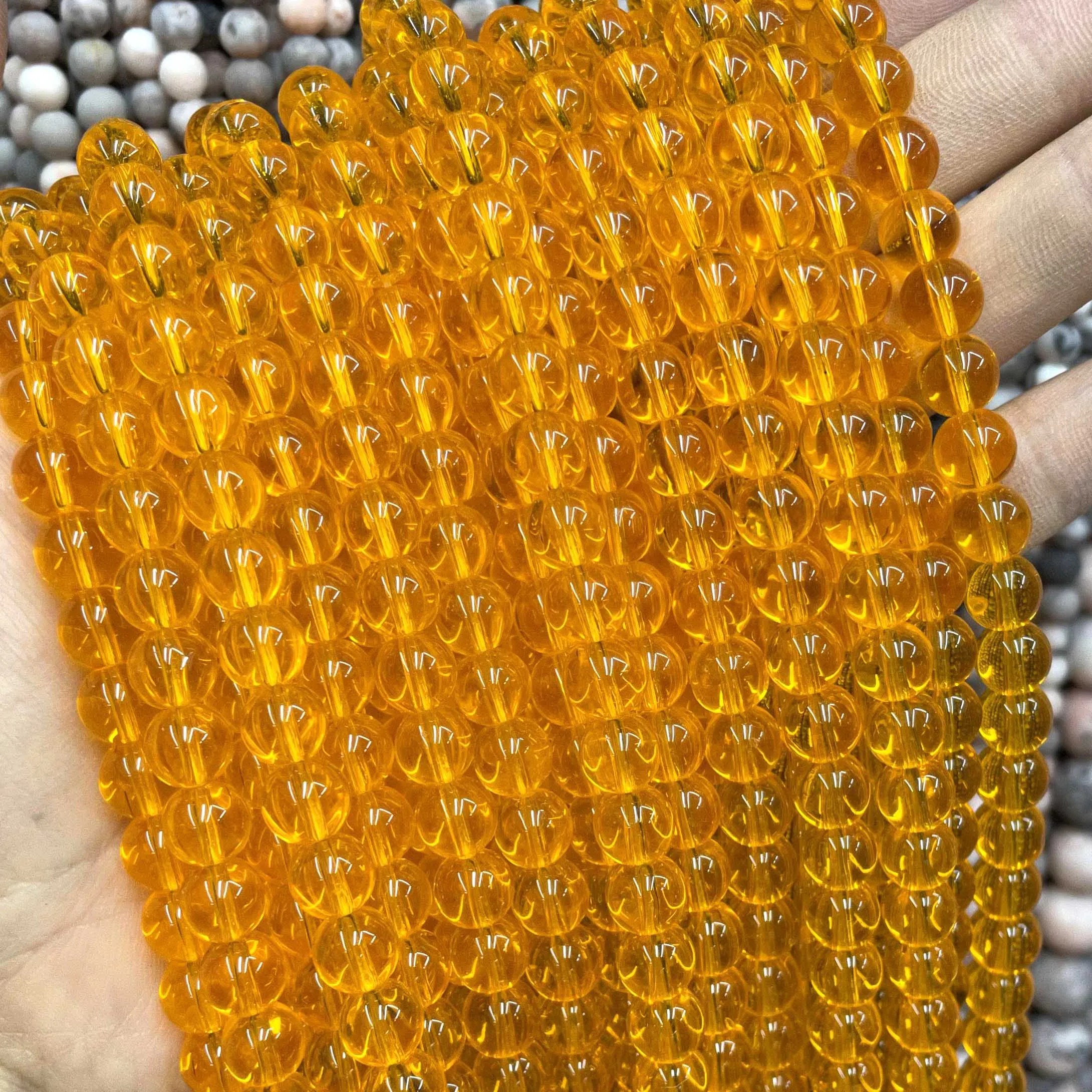 Natural Stone Colorful Garnet Red Amber Yellow Olive Green Glass Crystal Round Loose Beads For Jewelry Making DIY Bracelet