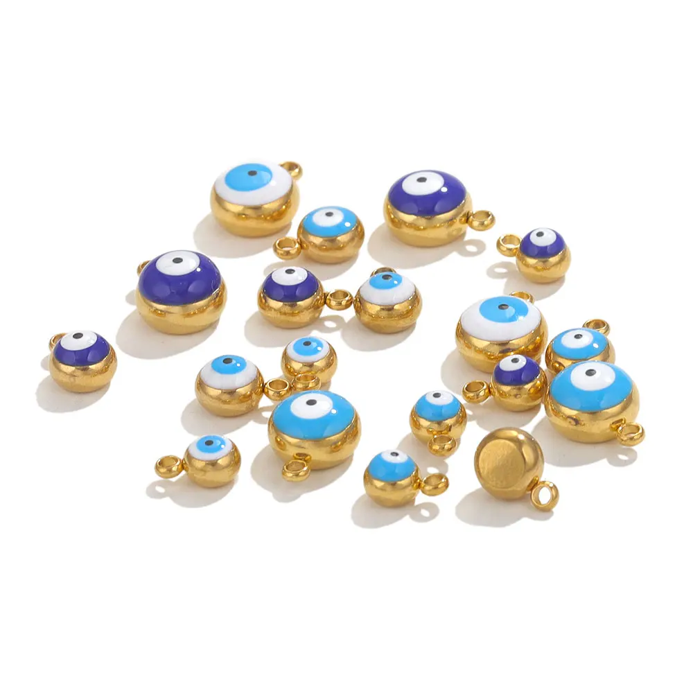 10pcs Stainless Steel Round Small Charms Devil's Eye Charms For Jewelry Making Earring Bracelet Pendant Jewelry Findings Bulk