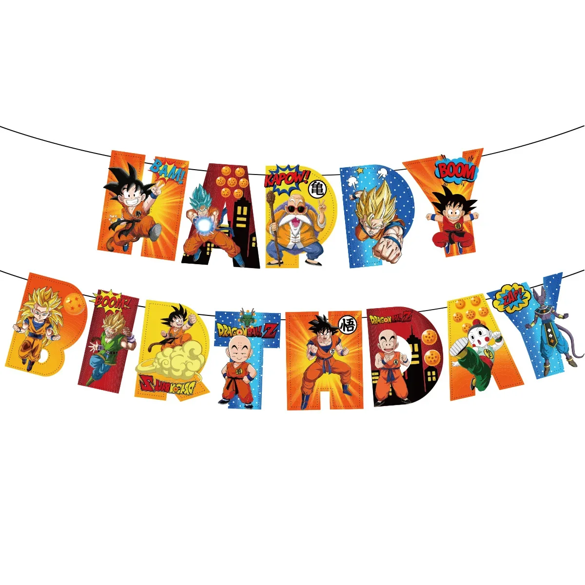 Dragon Ball Z Birthday Party Decoration Anime Tableware Invitation Cards Banner Backdrop Poster Cake Topper Number Balloon Set