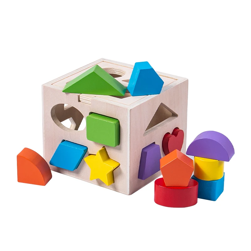6-in-1 Wooden Montessori Toy Play Kit Object Permanence Box Play Set with Coin Box Carrot Harvest Shape Sorter Ball Drop Toy