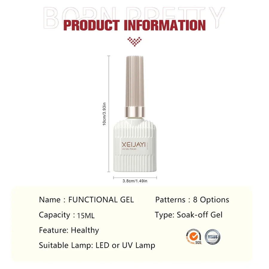 XEIJAYI Clear Building Nail Gel Nail Polish For Strengthener Gel Extension Gel Base Coat In A Bottle Soak Off UV LED Gel Nail