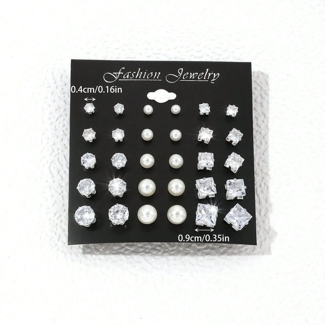 15pairs Cubic Zirconia & Faux Pearl Decor Stud Earrings,Suitable For Holidays, Parties, Dates, Gifts, Everyday Wear