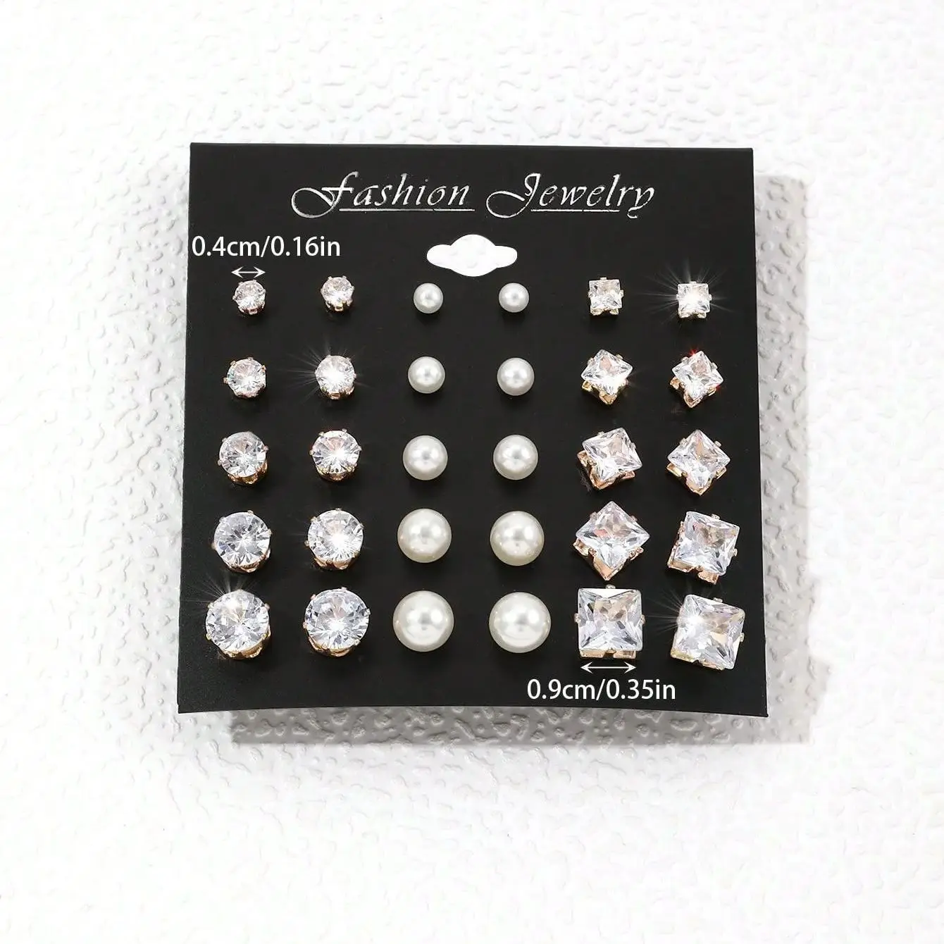 15pairs Cubic Zirconia & Faux Pearl Decor Stud Earrings,Suitable For Holidays, Parties, Dates, Gifts, Everyday Wear