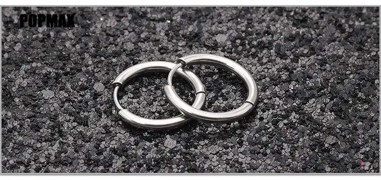 POPMAX 1Pairs/2Pcs Small Hoop Earrings Women Men Silver Color Stainles Steel Round Circle Pendientes Mujer 2023 Anti-allergy