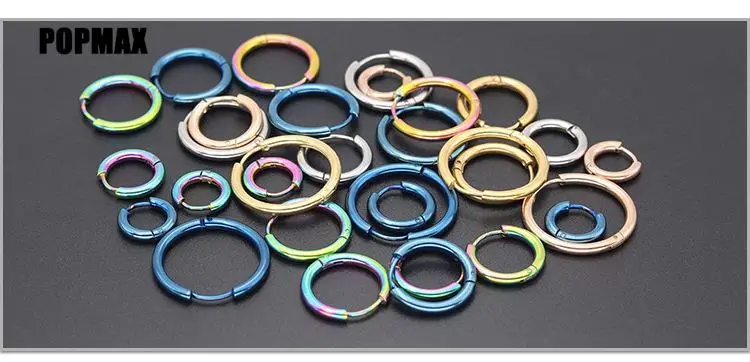 POPMAX 1Pairs/2Pcs Small Hoop Earrings Women Men Silver Color Stainles Steel Round Circle Pendientes Mujer 2023 Anti-allergy