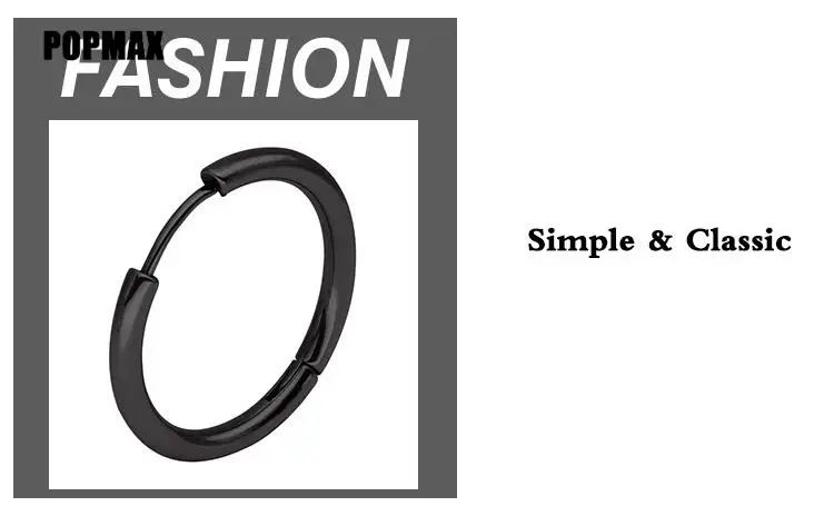 POPMAX 1Pairs/2Pcs Small Hoop Earrings Women Men Silver Color Stainles Steel Round Circle Pendientes Mujer 2023 Anti-allergy