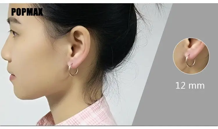 POPMAX 1Pairs/2Pcs Small Hoop Earrings Women Men Silver Color Stainles Steel Round Circle Pendientes Mujer 2023 Anti-allergy