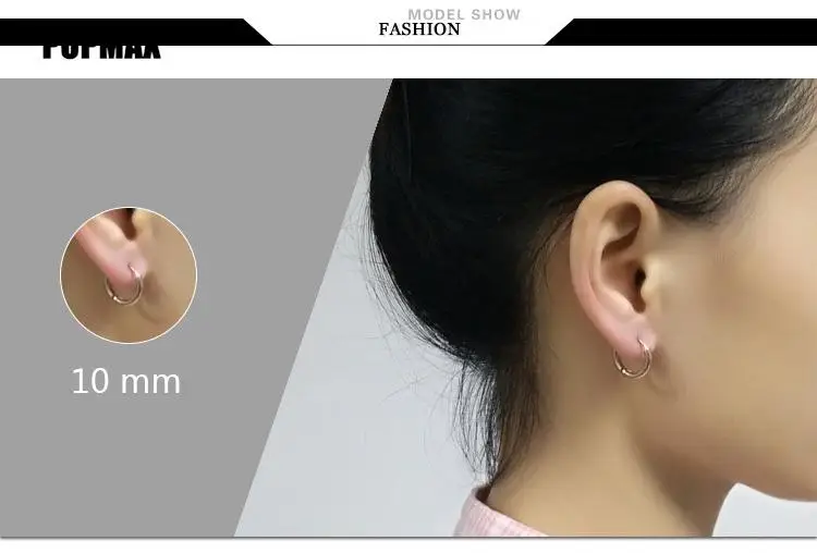 POPMAX 1Pairs/2Pcs Small Hoop Earrings Women Men Silver Color Stainles Steel Round Circle Pendientes Mujer 2023 Anti-allergy