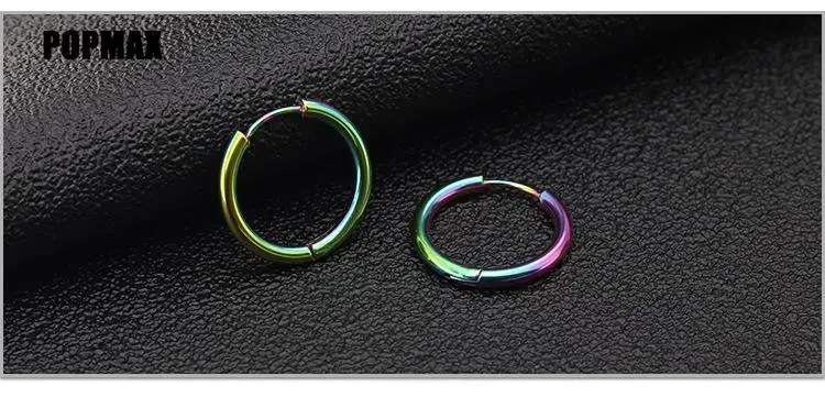 POPMAX 1Pairs/2Pcs Small Hoop Earrings Women Men Silver Color Stainles Steel Round Circle Pendientes Mujer 2023 Anti-allergy