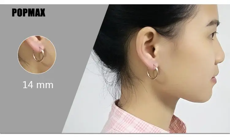 POPMAX 1Pairs/2Pcs Small Hoop Earrings Women Men Silver Color Stainles Steel Round Circle Pendientes Mujer 2023 Anti-allergy