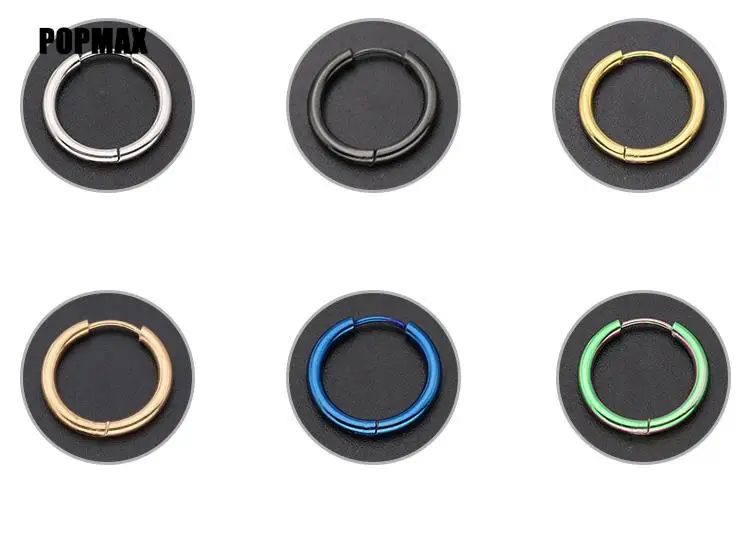 POPMAX 1Pairs/2Pcs Small Hoop Earrings Women Men Silver Color Stainles Steel Round Circle Pendientes Mujer 2023 Anti-allergy