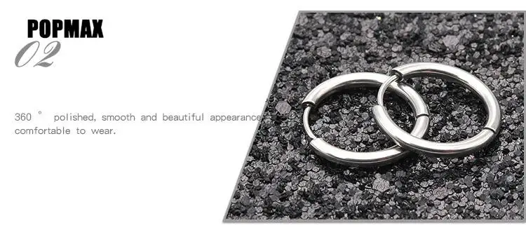 POPMAX 1Pairs/2Pcs Small Hoop Earrings Women Men Silver Color Stainles Steel Round Circle Pendientes Mujer 2023 Anti-allergy