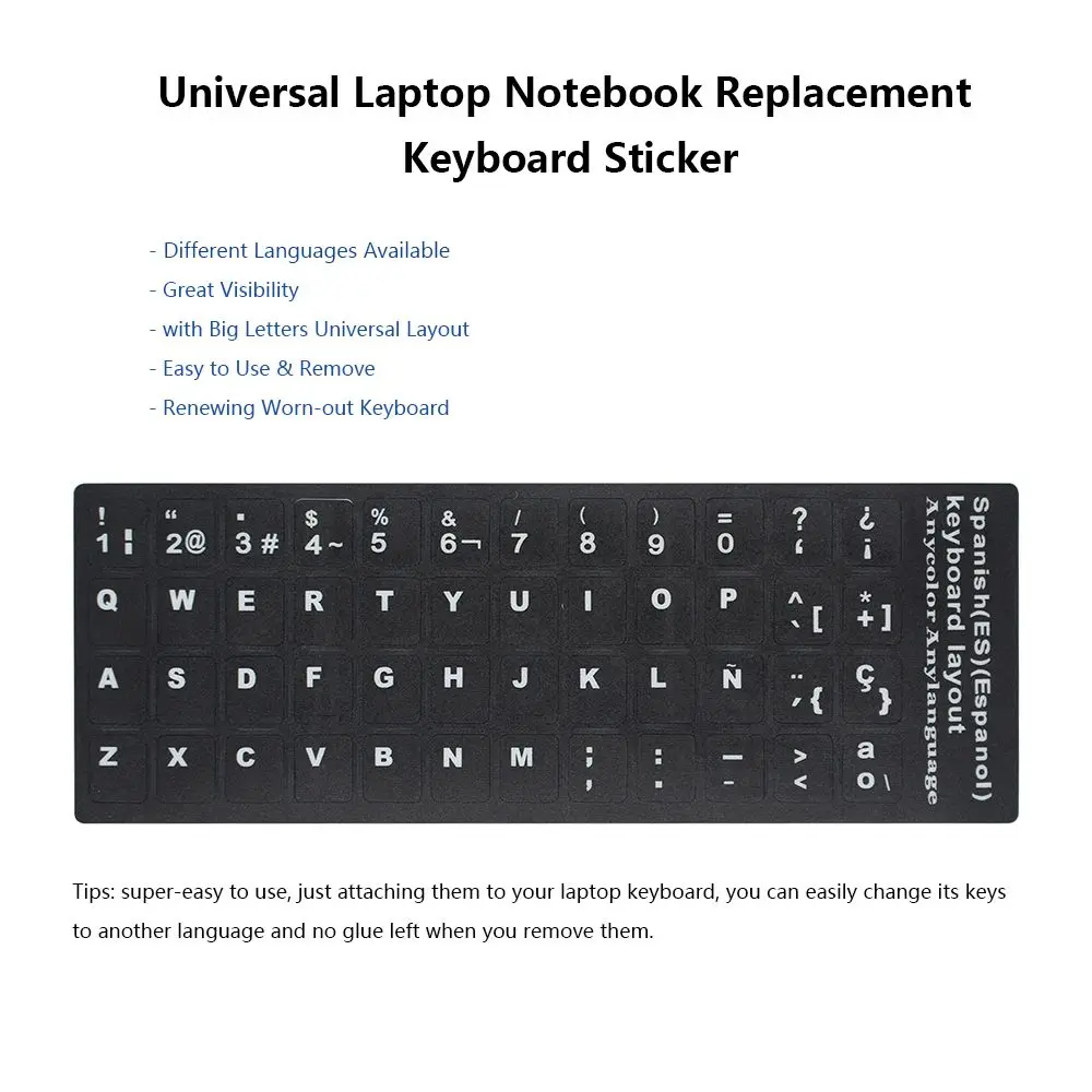 Wear-resistant Keyboard Stickers Spanish/English/Russian/Deutsch/Arabic/Italian/Japanese Letter Replacement For Laptop PC